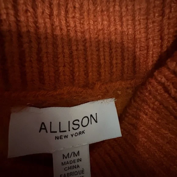 Allison New York Chevron Colorblock Button-Front Cardigan in Rust & Cream - Picture 7 of 8